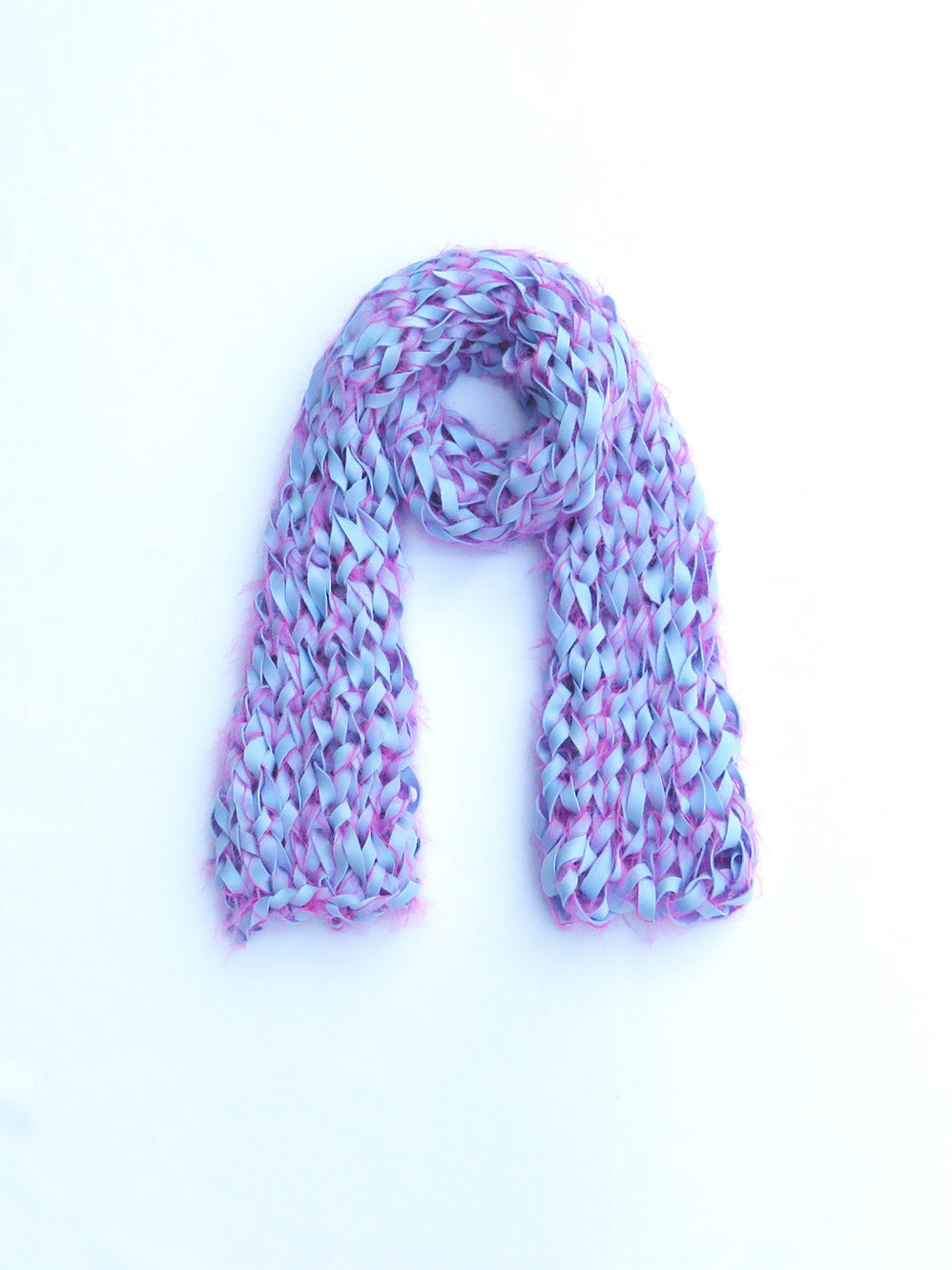 Dot knits shaggy scuba scarf pink