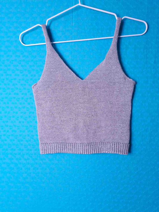 Crop Top Silver Glitter