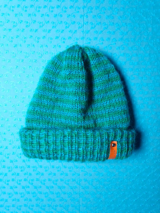 Mohair Hat - Turquoise Stripe