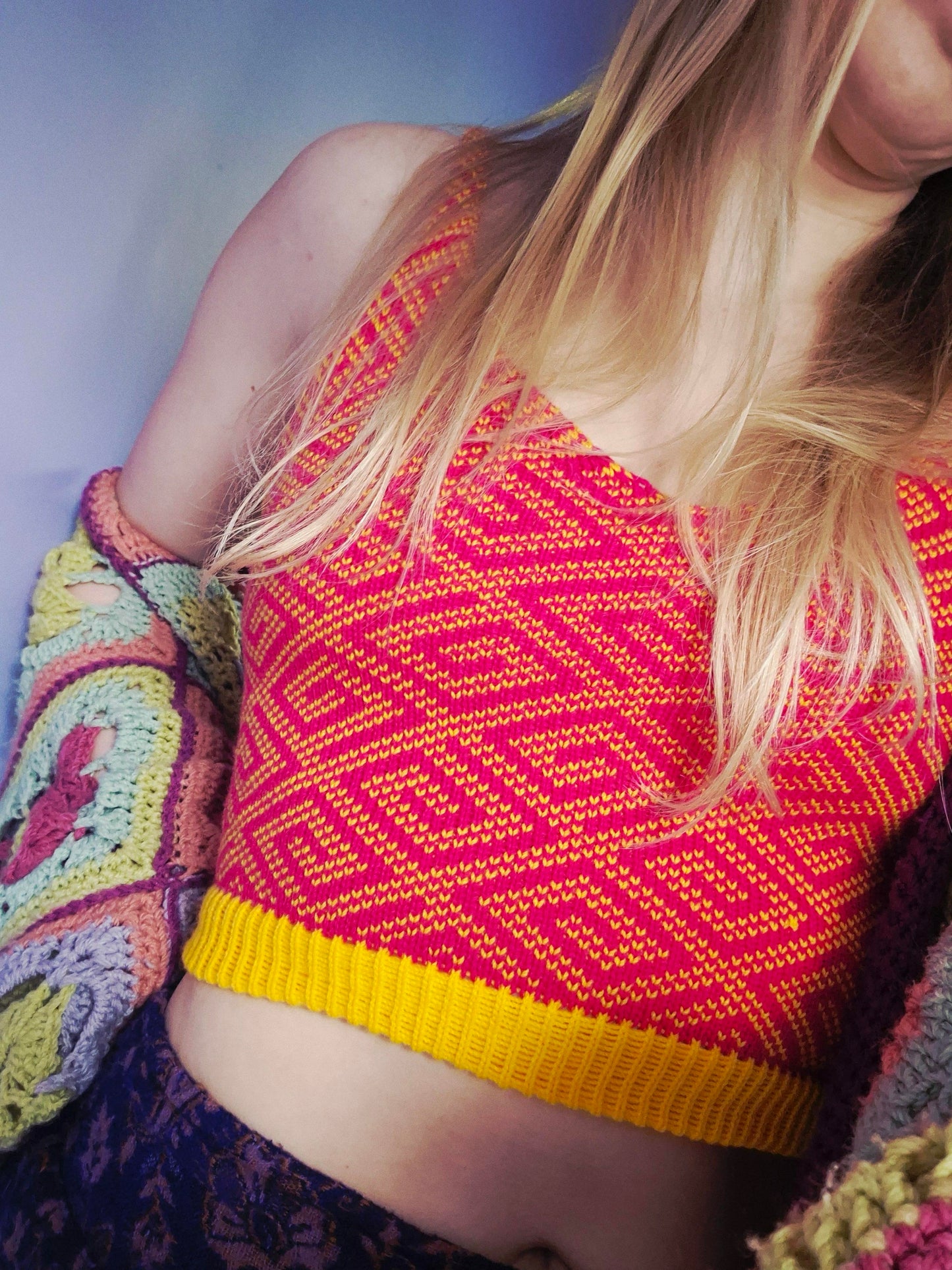Patterned Acrylic Crop Tops by Dot Knits
