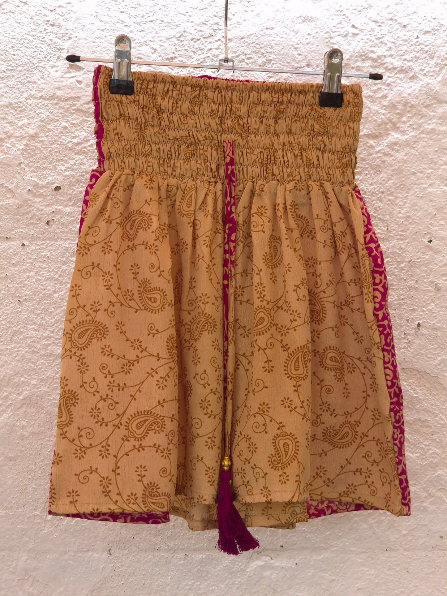 Recycled Sari Shorts - Tan