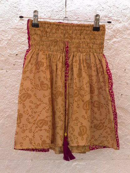 Recycled Sari Shorts - Tan