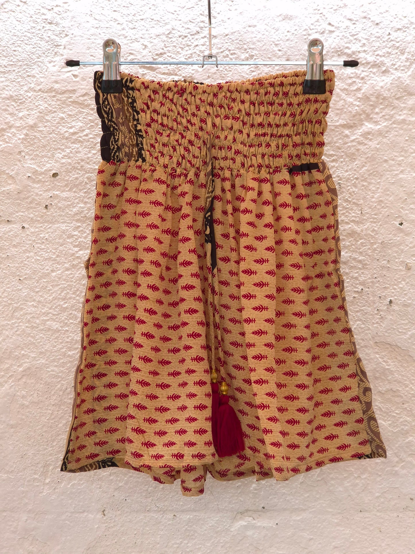 Recycled Sari Shorts - Tan
