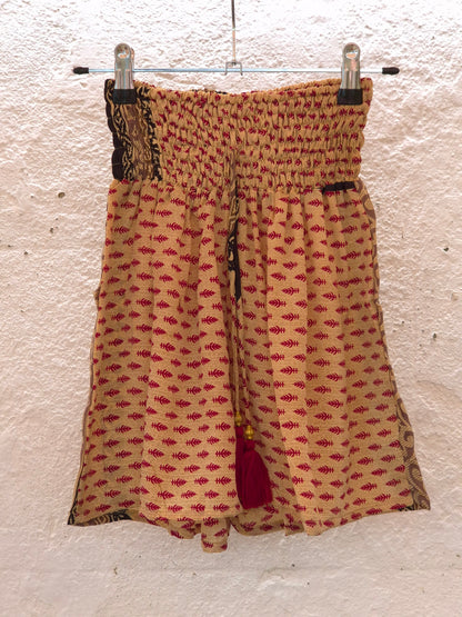 Recycled Sari Shorts - Tan