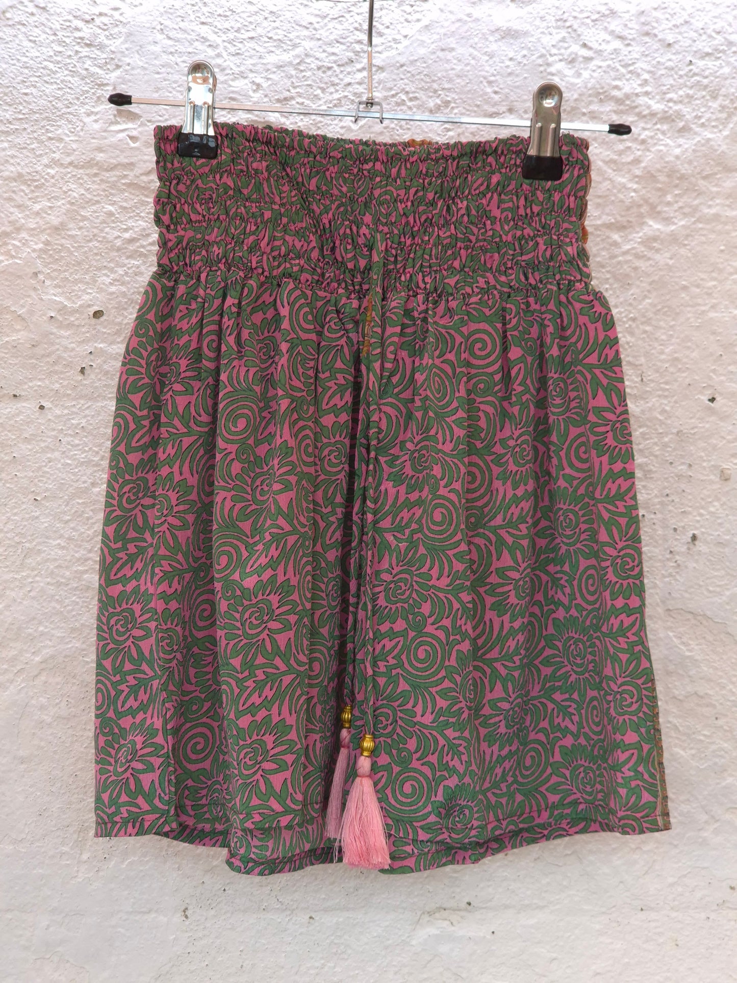 Recycled Sari Shorts - Green