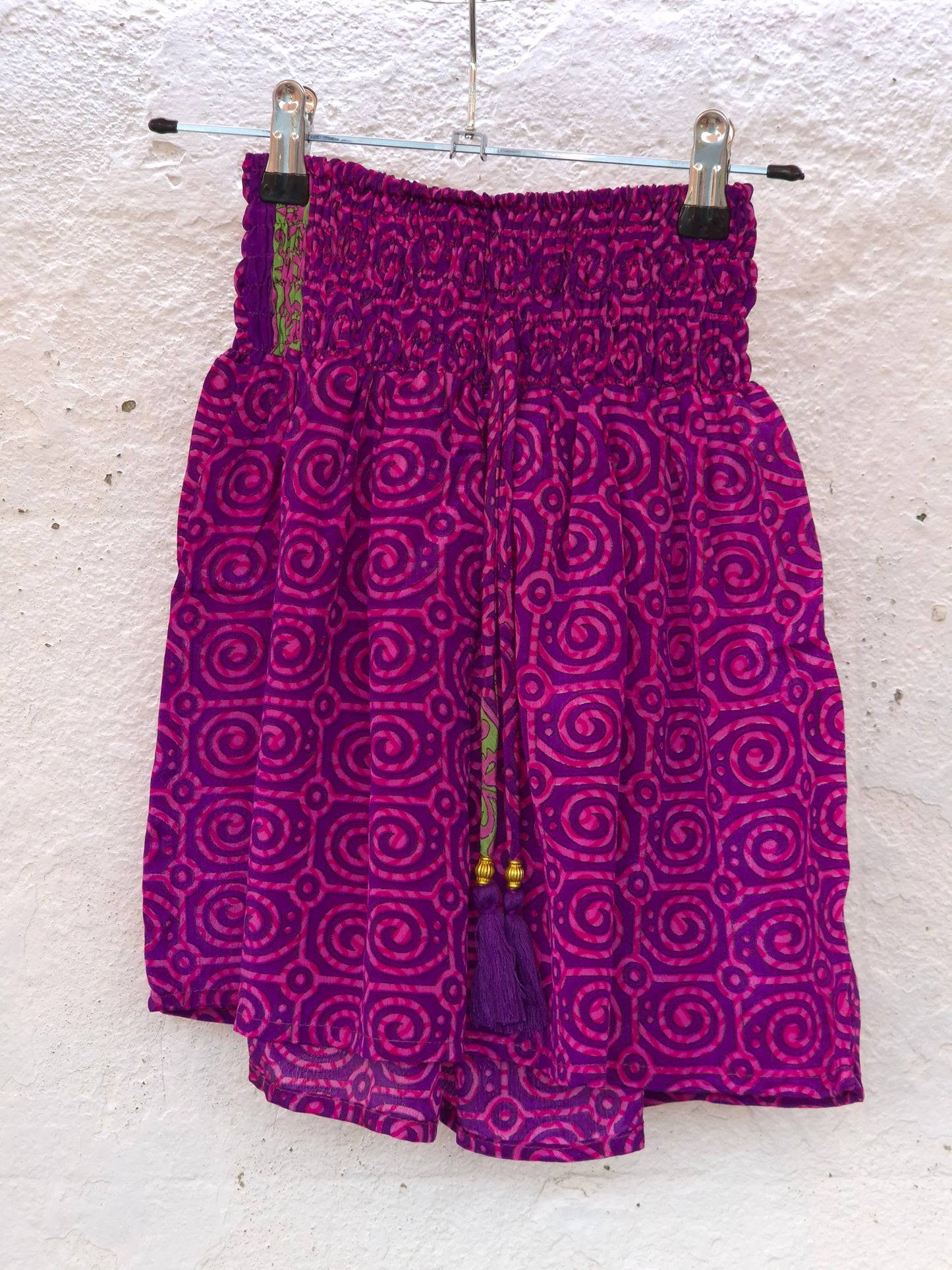 Recycled Sari Shorts - Purple