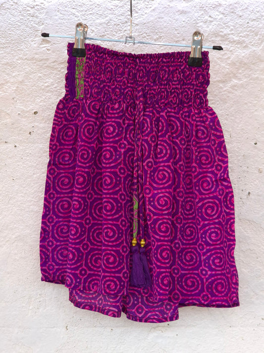 Recycled Sari Shorts - Purple