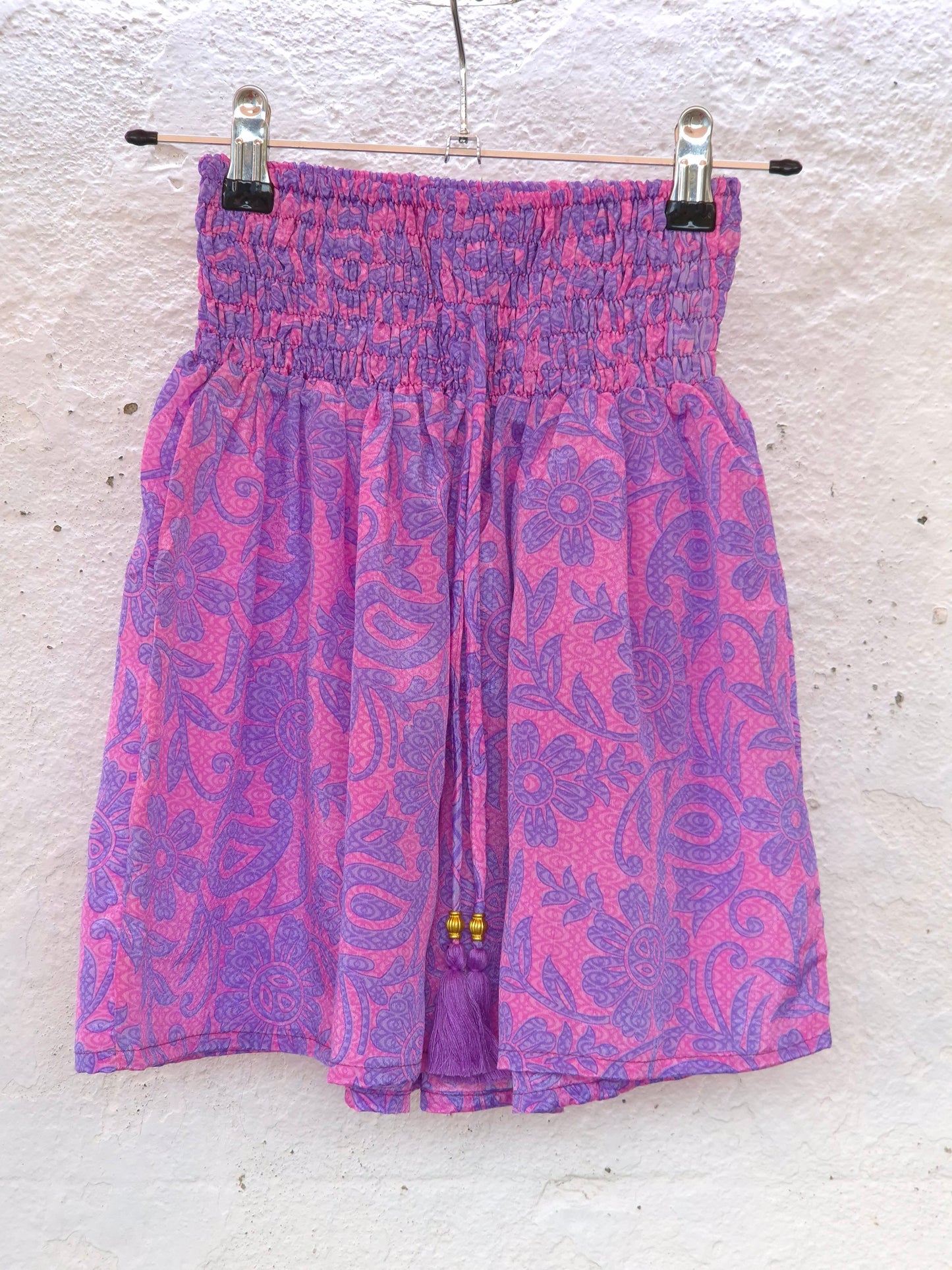 Recycled Sari Shorts - Purple