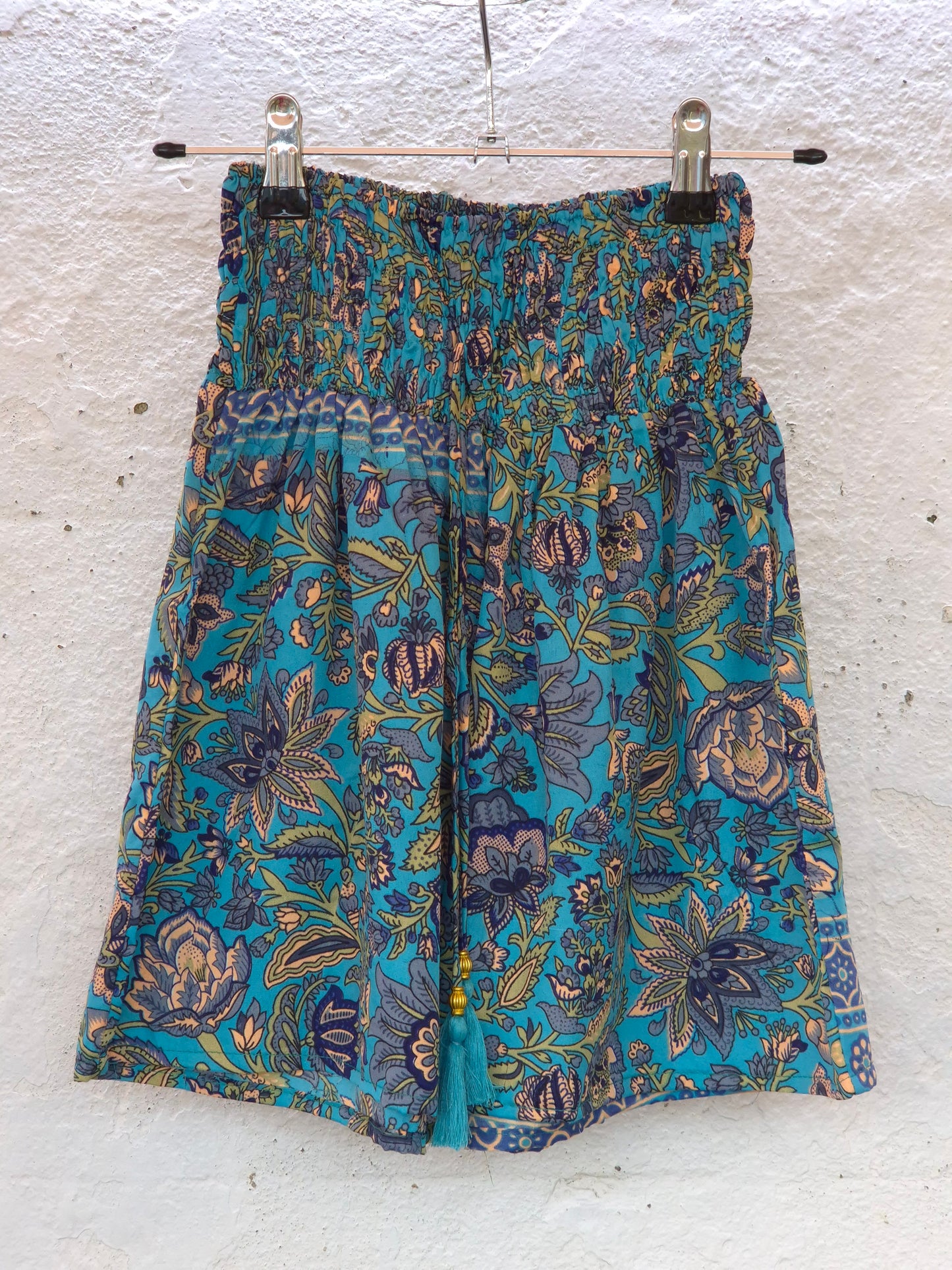 Recycled Sari Shorts - Blue