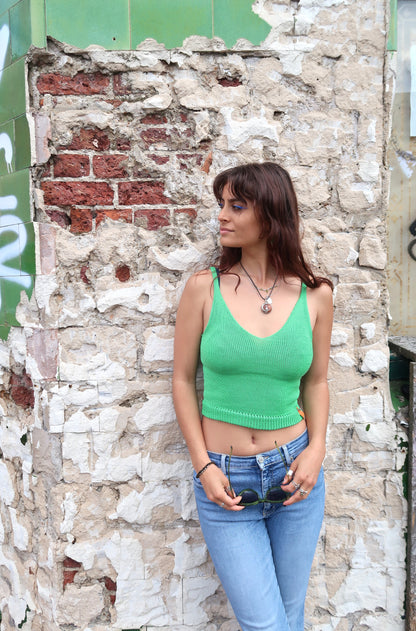 Crop Top Organic Cotton Lime Green