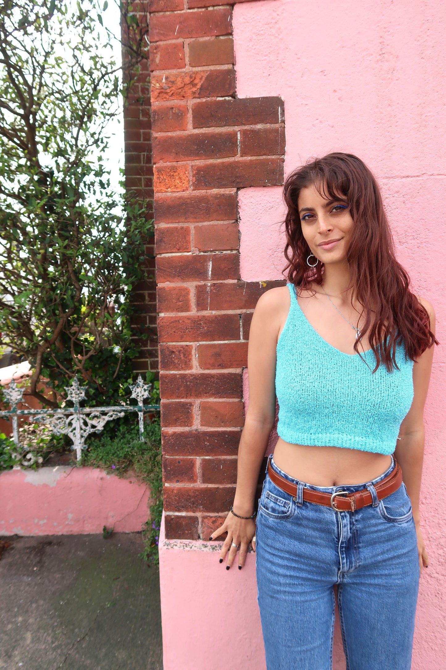 Crop Top Bouclé Blue