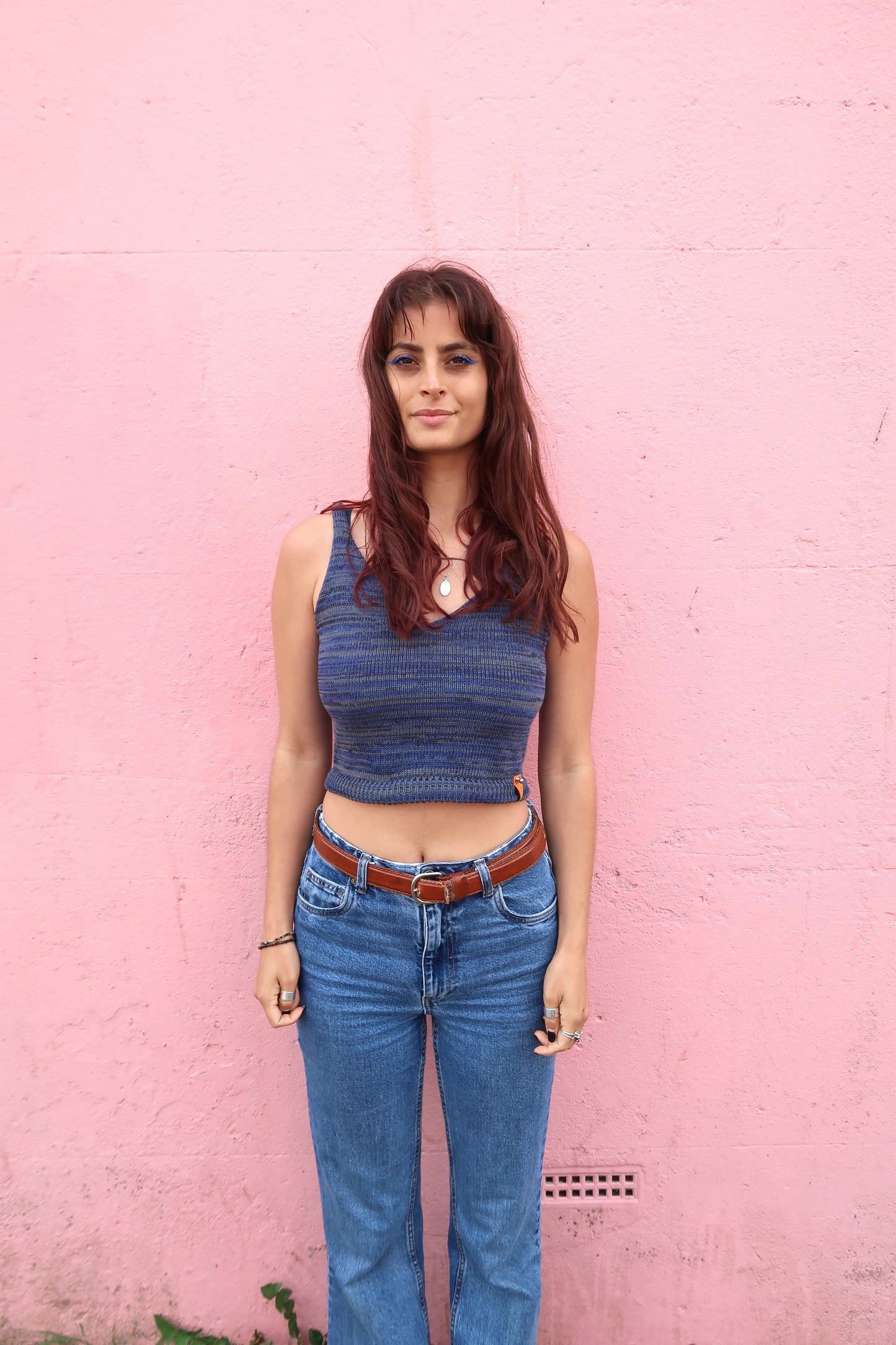 Crop Top Cotton Navy