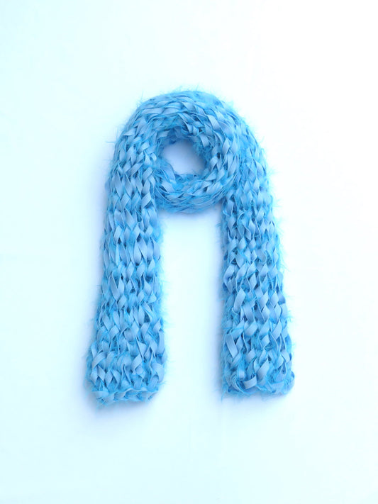 Dot knits shaggy scuba scarf blue