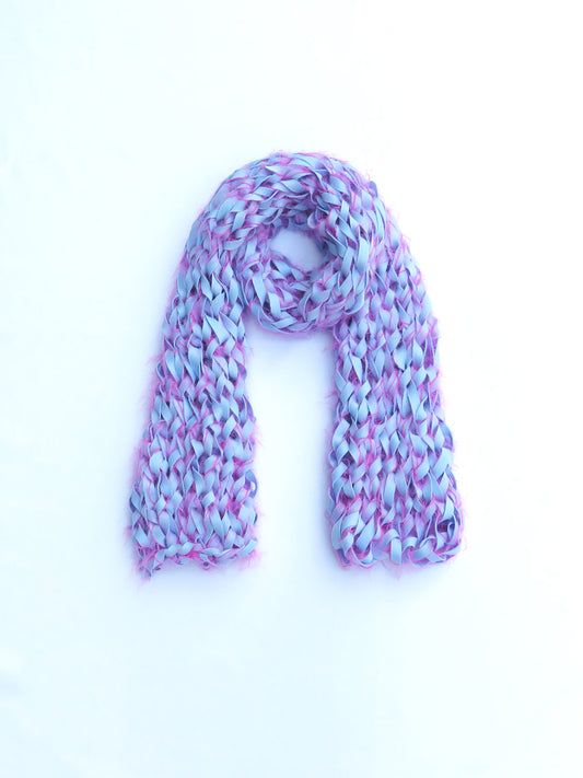 Dot knits shaggy scuba scarf pink